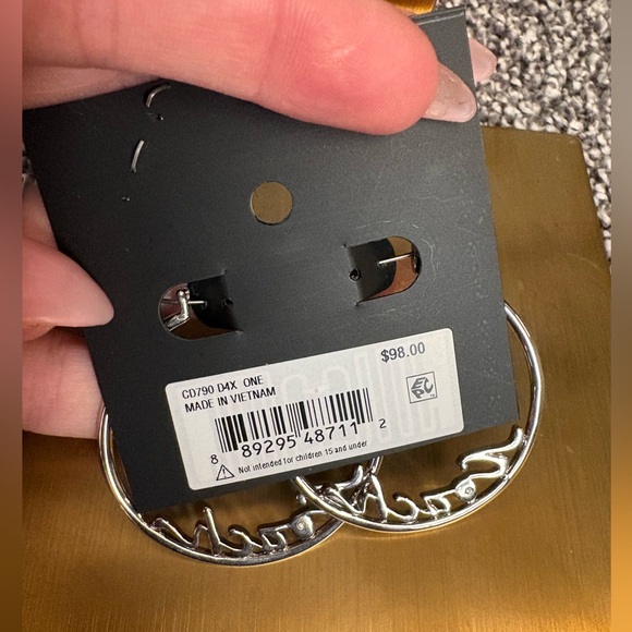 Coach Signature Silver Hoop Earrings - Picture 8 of 9